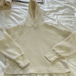 Gap Waffle Knit Crop Top Hoodie